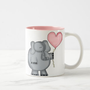 Elephant met hartballon tweekleurige koffiemok