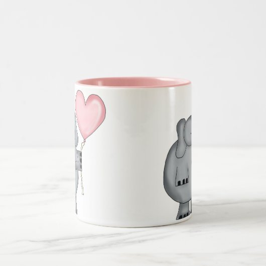 Elephant met hartballon tweekleurige koffiemok (Center)