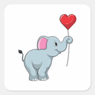 Elephant met hartballon vierkante sticker