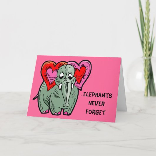 Elephant met harten Jubileum Kaart (Voorkant)