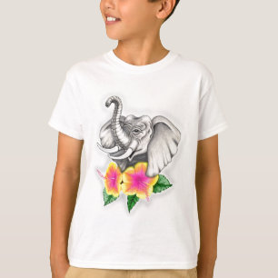 Elephant met Hibiscus Design T-shirt