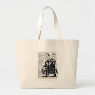 Elephant met Howdah Dictionary Art Grote Tote Bag