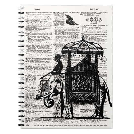 Elephant met Howdah Dictionary Art Notitieboek (Voorkant)
