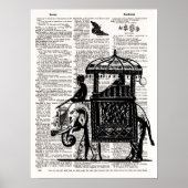Elephant met Howdah Dictionary Art Poster (Voorkant)