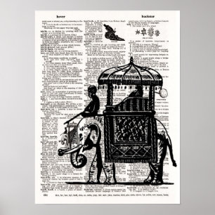 Elephant met Howdah Dictionary Art Poster