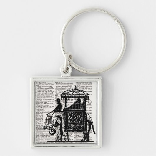 Elephant met Howdah Dictionary Art Sleutelhanger (Voorkant)