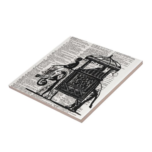 Elephant met Howdah Dictionary Art Tegeltje (Zijkant)