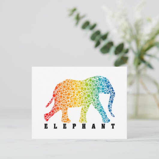 Elephant met kleuren briefkaart (Staand voorkant)