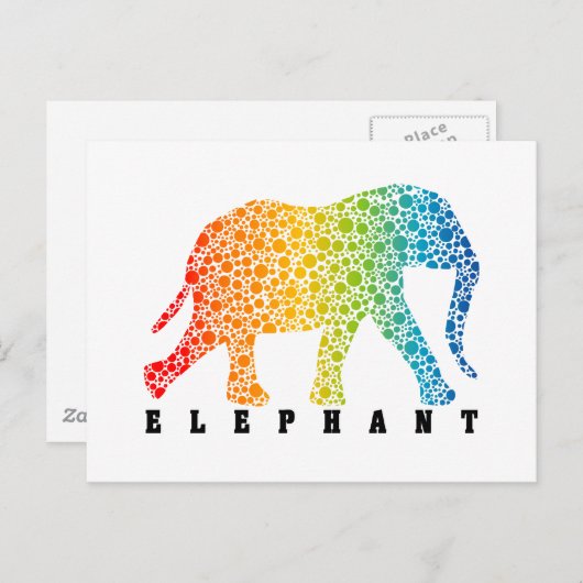 Elephant met kleuren briefkaart (Voorkant / Achterkant)