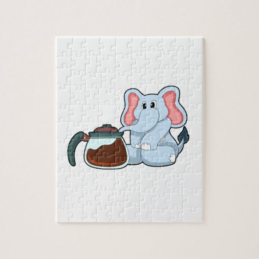 Elephant met koffie legpuzzel (Verticaal)