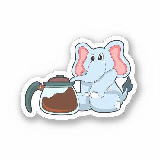 Elephant met koffie sticker (Voorkant)