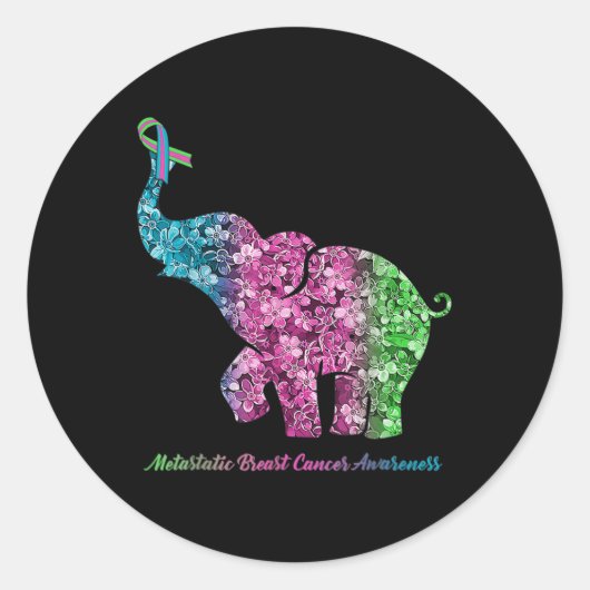 Elephant met langzamer gemetastaseerde borstkanker ronde sticker (Voorkant)