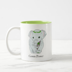 Elephant met Laurel Crown & een four-Leaf Clover Tweekleurige Koffiemok