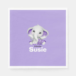 Elephant met lavender teddy beer napkin servet