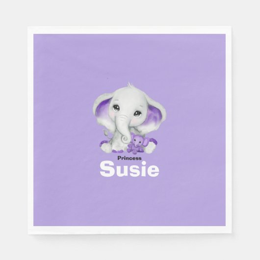 Elephant met lavender teddy beer napkin servet (Voorkant)