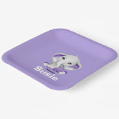 Elephant met lavender teddy beer paper bord (Gebogen)