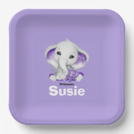 Elephant met lavender teddy beer paper bord