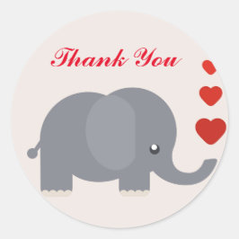 Elephant met liefdesharten Bedankt Ronde Sticker