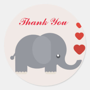 Elephant met liefdesharten Bedankt Ronde Sticker