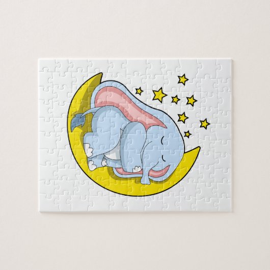 Elephant met maan en sterren legpuzzel (Horizontaal)