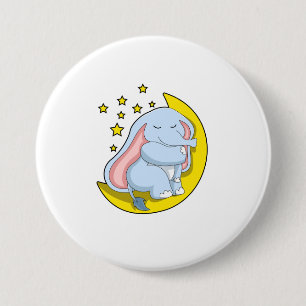 Elephant met maan en sterren ronde button 7,6 cm