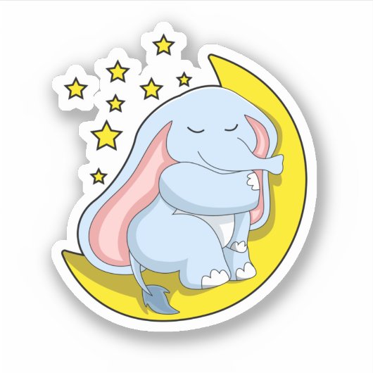 Elephant met maan en sterren sticker (Voorkant)