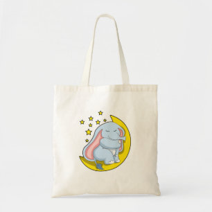 Elephant met maan en sterren tote bag