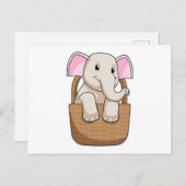 Elephant met mandje briefkaart (Voorkant / Achterkant)