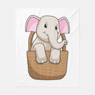 Elephant met mandje fleece deken