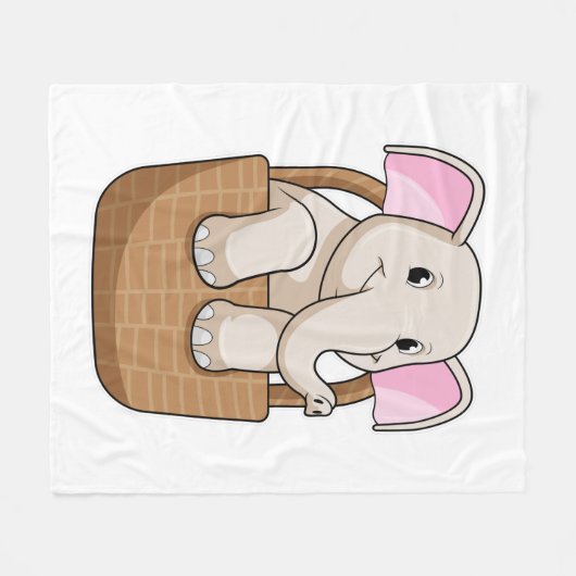 Elephant met mandje fleece deken (Voorkant (Horizontaal))