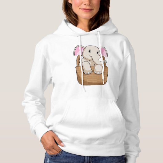 Elephant met mandje hoodie (Voorkant)