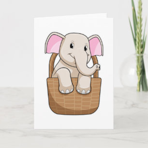 Elephant met mandje kaart