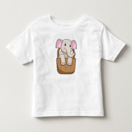 Elephant met mandje kinder shirts (Voorkant)