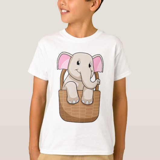 Elephant met mandje t-shirt (Voorkant)