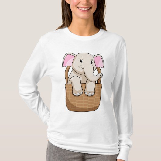 Elephant met mandje t-shirt (Voorkant)