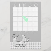 Elephant met Mint Green Hearts Gingham Bingo Kaart (Voorkant)