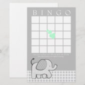 Elephant met Mint Green Hearts Gingham Bingo Kaart (Voorkant / Achterkant)