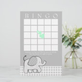 Elephant met Mint Green Hearts Gingham Bingo Kaart (Staand voorkant)