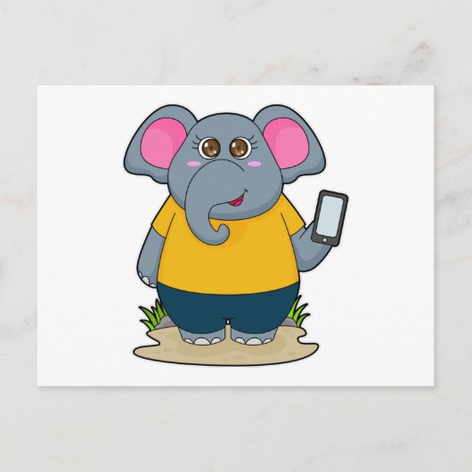 Elephant met Mobile Briefkaart (Voorkant)