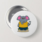 Elephant met Mobile Ronde Button 7,6 Cm (Voorkant /achterkant)