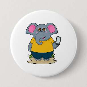 Elephant met Mobile Ronde Button 7,6 Cm
