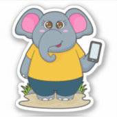 Elephant met Mobile Sticker (Voorkant)