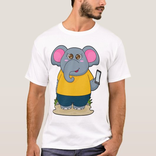 Elephant met Mobile T-shirt (Voorkant)