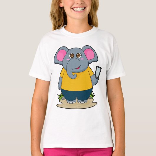 Elephant met Mobile T-shirt (Voorkant)