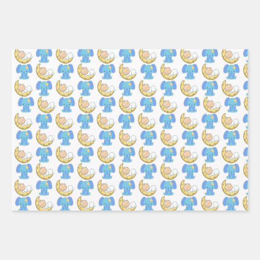 Elephant met Moon Baby Design Inpakpapier Vel (Voorkant 3)