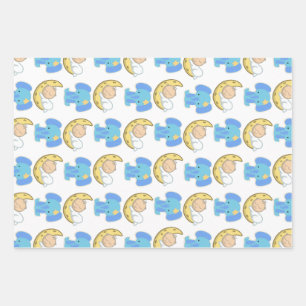 Elephant met Moon Baby Design Inpakpapier Vel