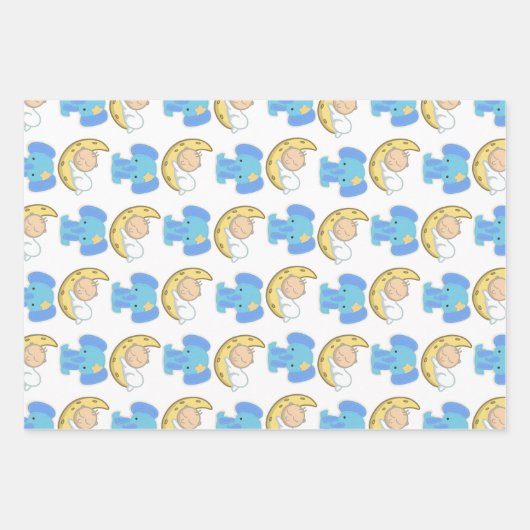 Elephant met Moon Baby Design Inpakpapier Vel (Voorkant)