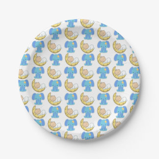 Elephant met Moon Baby Design Papieren Bordje