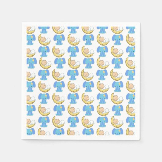 Elephant met Moon Baby Design Servet (Voorkant)