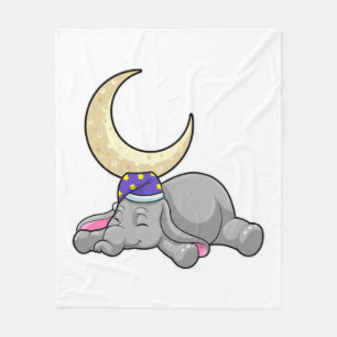 Elephant met Moon Fleece Deken